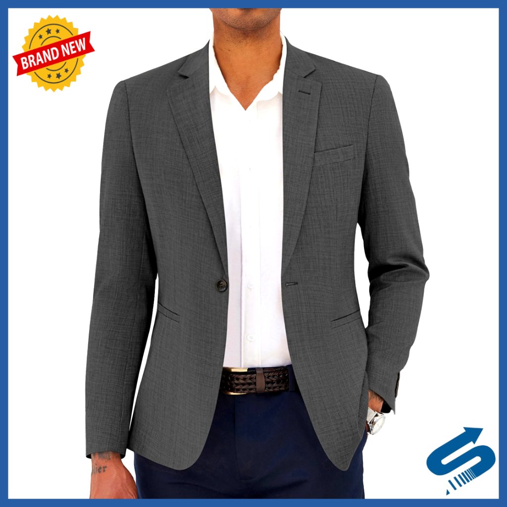 Slim Fit Lightweight Blazer Sport Coat One Button Casual Business Jacket